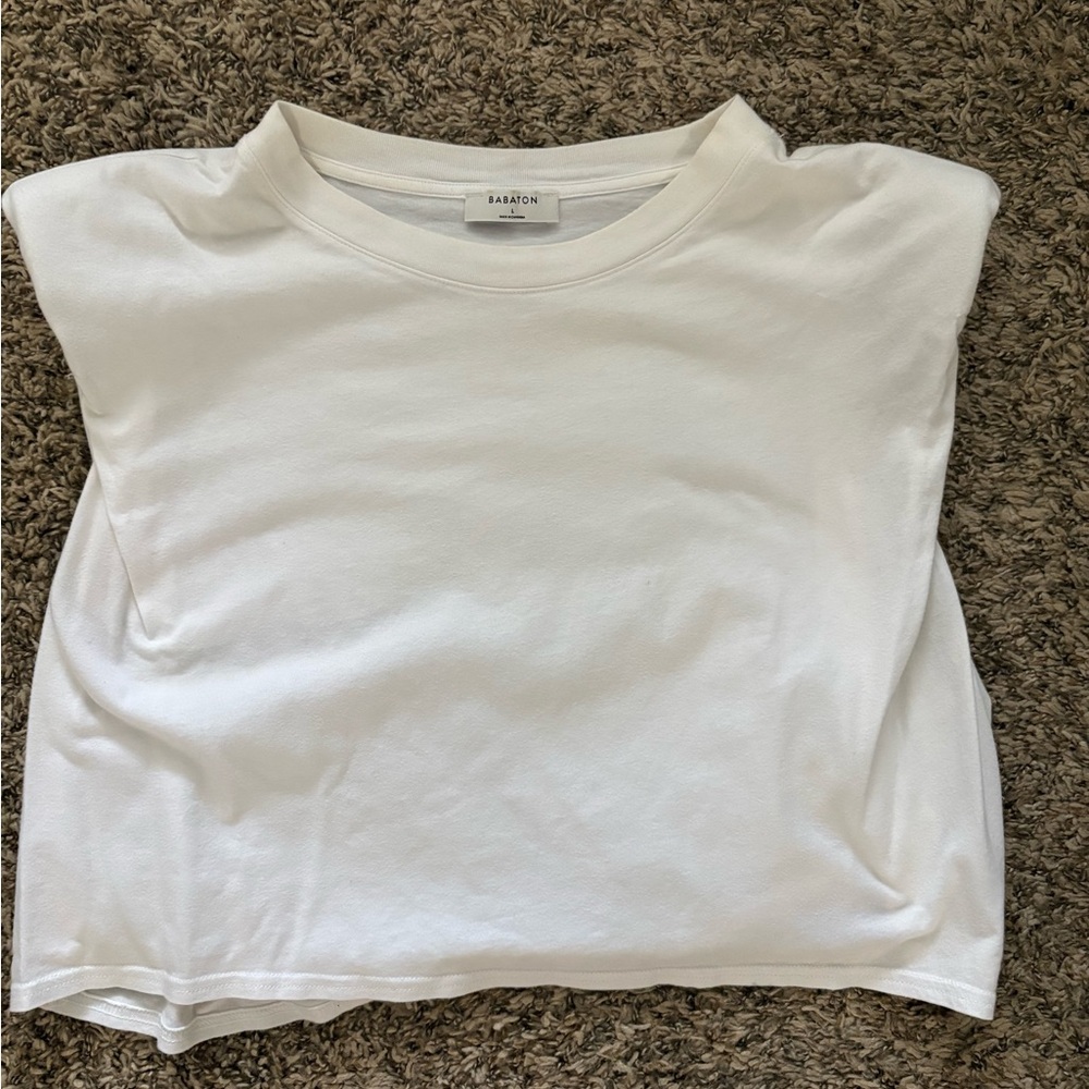 Aritzia White Crop Top w/ Shoulder Pads
